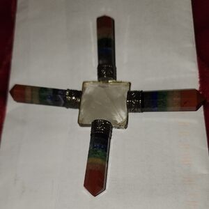 Multicolor Stone Pendant with Silver Accents
